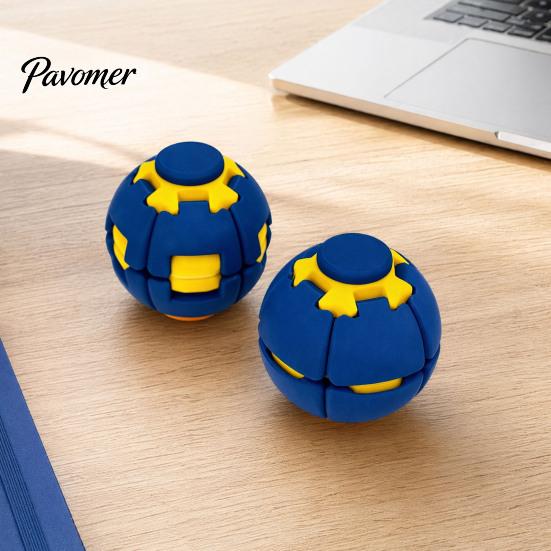 Sensory Decompression Tool 3D Printed Press Ball Toy, Stress Anxiety Relief Fidget Spinner for Kids Toy Adults, Push And Spin Desk Home Office