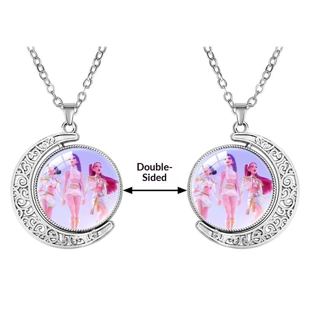 Collana con Pietra Preziosa a Forma di Luna Crescente Ciondolo Rotante Double-sided Accessori di Coppia di Alta Gamma