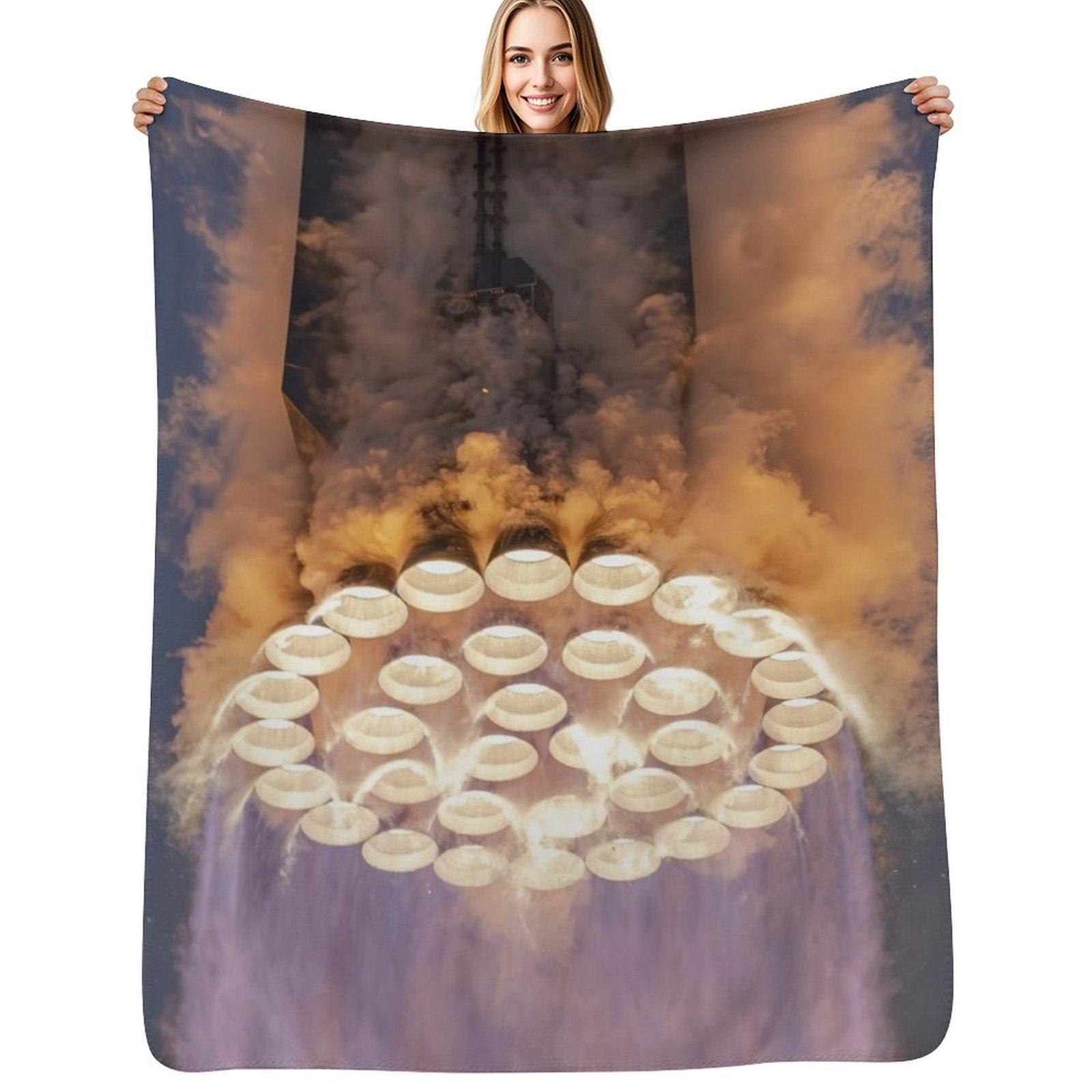 

SpaceX Starship 33 Raptor engines Throw Blanket Ultra Soft Flannel Fleece Blanket for All Seasons 102x76cm(40x30in)