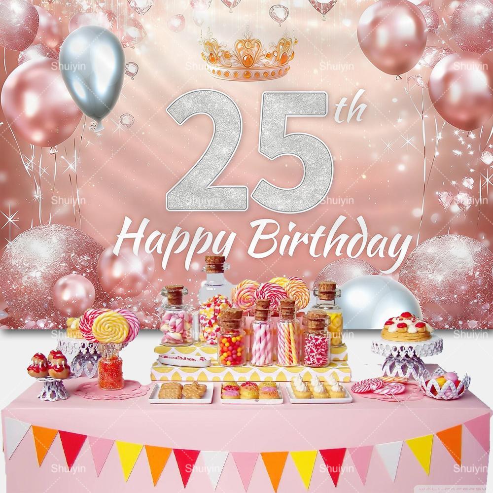 Sweet Rose Gold Birthday Backdrop Girl Lady 16/18/30th Anniversary Birthday Party Decor Age Custonized Banner Poster Photo Props