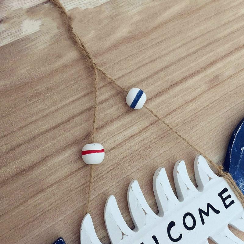 New Popular Nautical Beach Style Wood Home Wall Decoration Welcome Board Mediterranean Style Fishbone