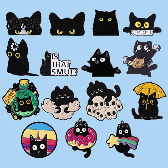 Long-lasting Brooch Black Cat Themed Brooch, Anti-Rust Lightweight Lapel Pin, Cartoon Jewelry Accessories for Clothing Bag Decoration Party