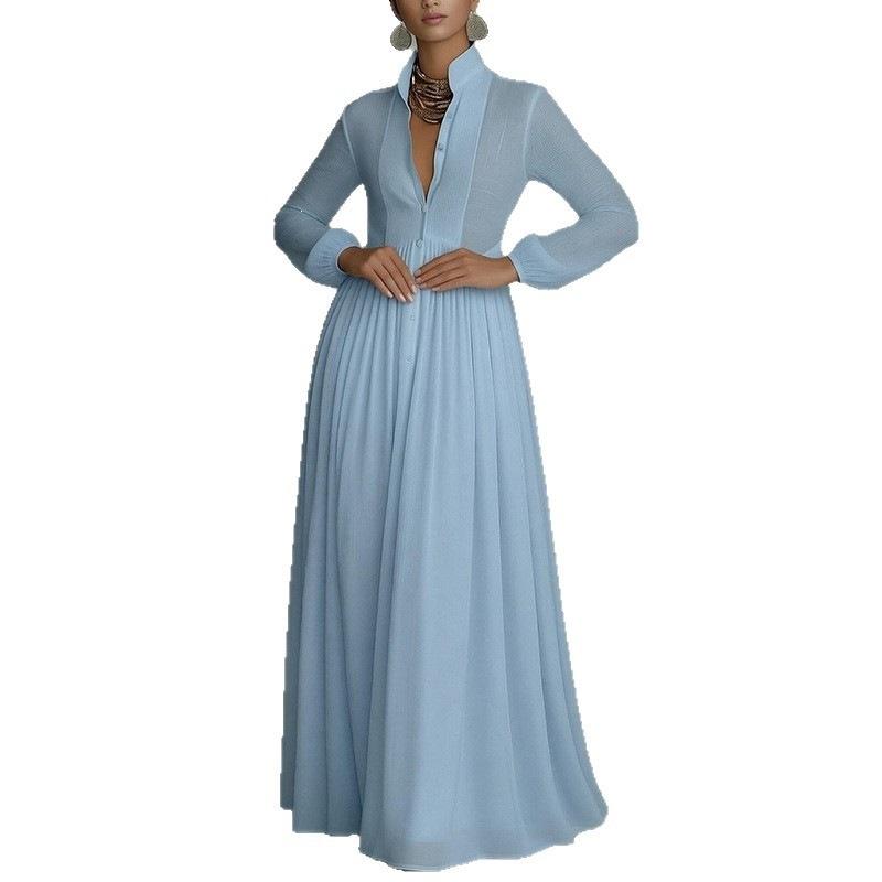 2026 Cross-border Foreign Trade Women's Clothing, New Spring Models In Europe, America, Fashionable and Elegant Solid Color Pleated Pendulum French