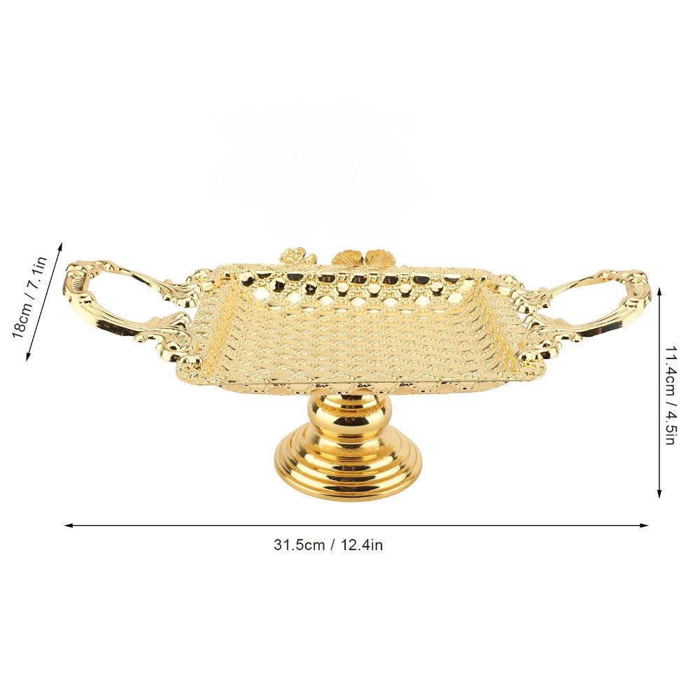 2pcs Alloy Dessert Serving Tray With Base Handle Cupcake Display Stand Wedding Celebration