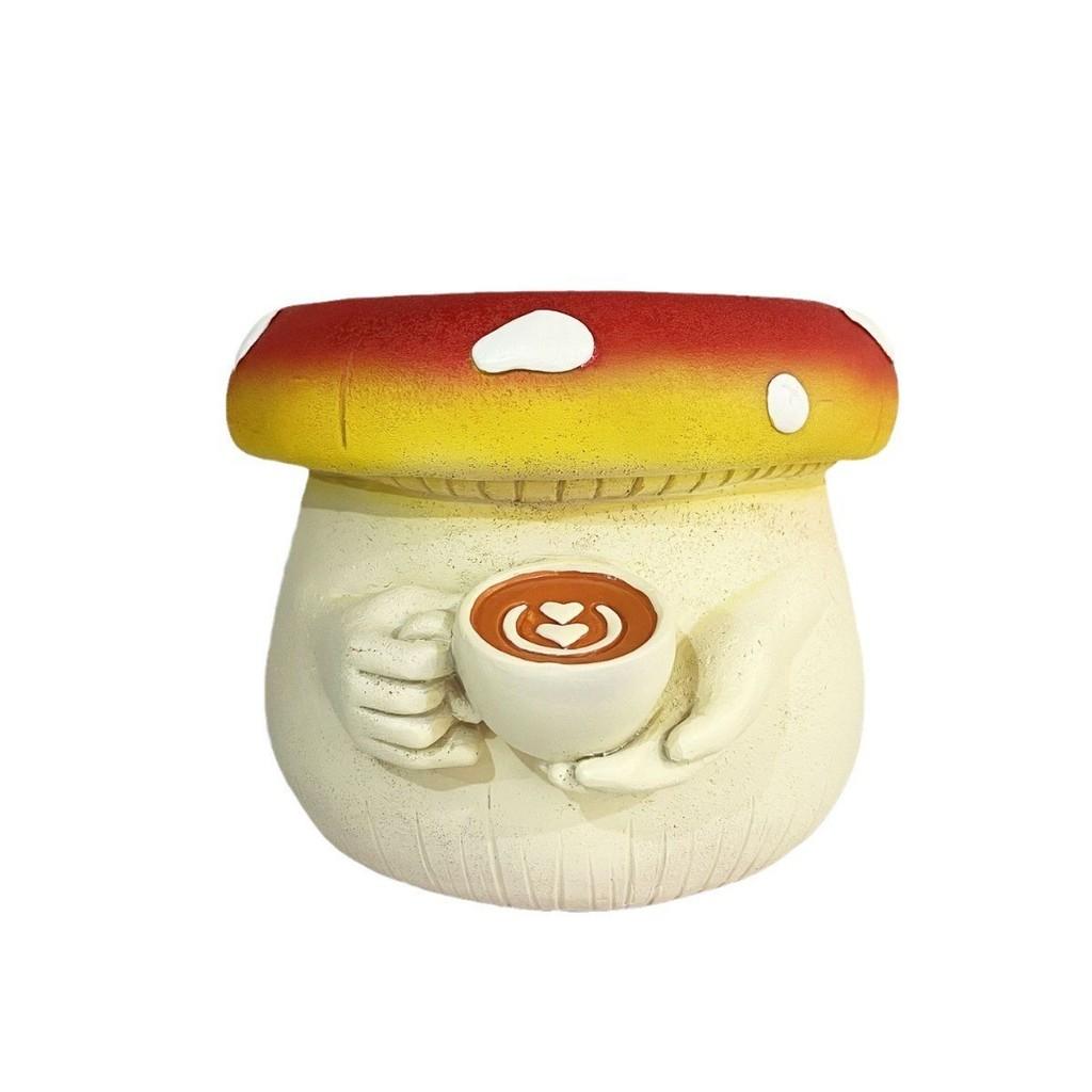 Adorable Mushroom Shaped Resin Coffee Cup Planter Colorful Succulent Pot For Storage