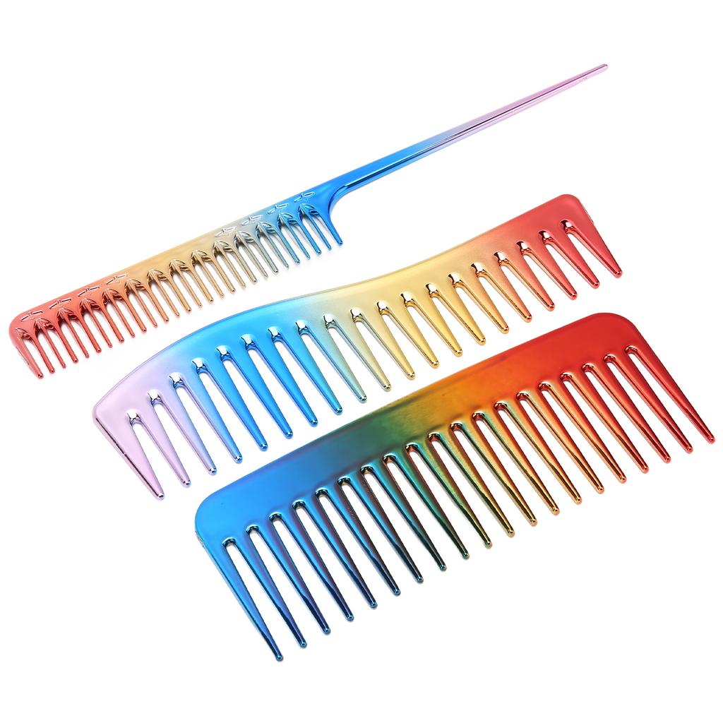 3PCS Hair Comb Set Hair Dressing Electroplate Styling for Household Hair Salon Barber