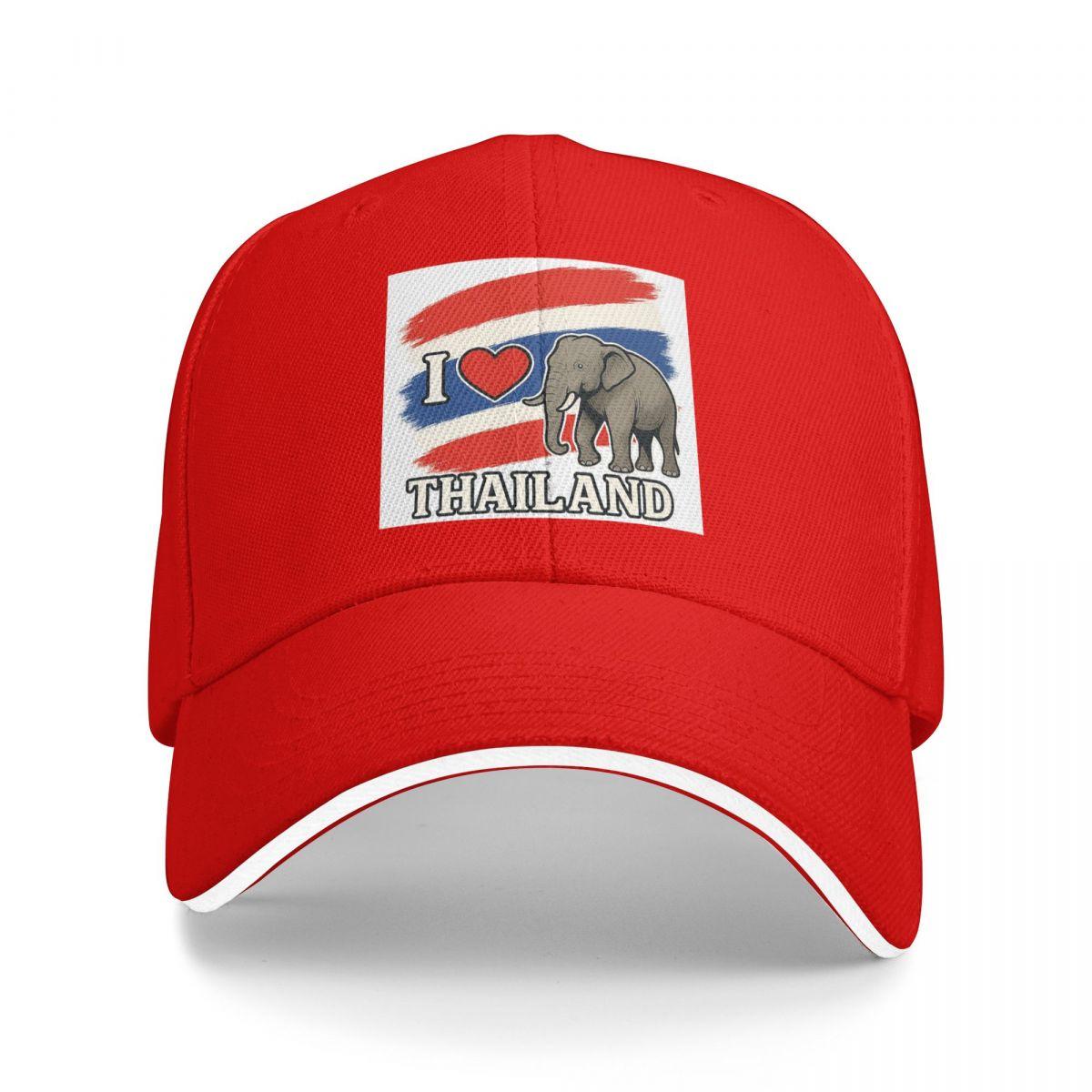 

I Love Thailand With Elefant Baseball Caps Snapback Baseball Hats Breathable Casual Casquette Outdoor for Men And Women One Size