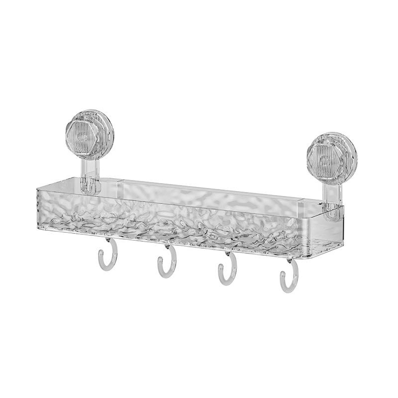 Wall-Mounted Punch-Free Corrugated Suction Cup Storage Rack for Bathroom Sink and Bath Supplies