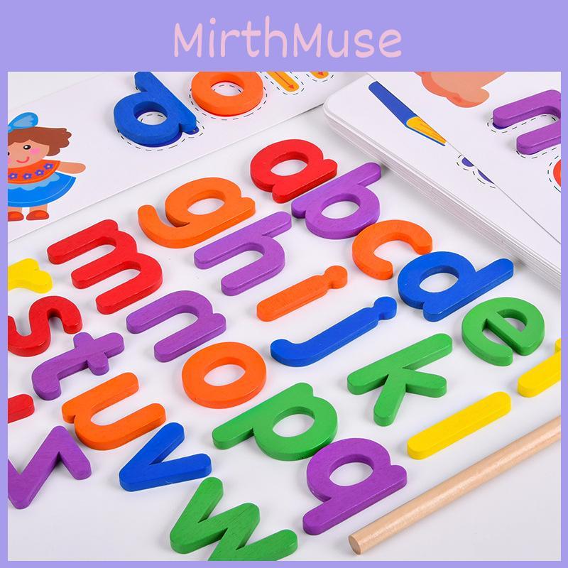 Wooden Alphabet Learning Cards For Kids Educational Toy With Diy Word Puzzle For Early Education