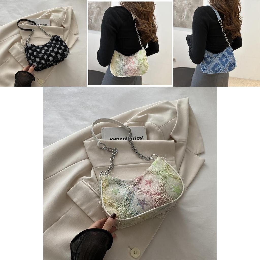 Schicke Pendler-Halbmondtasche Stilvolle Canvas-Umhängetasche für trendbewusste Frauen