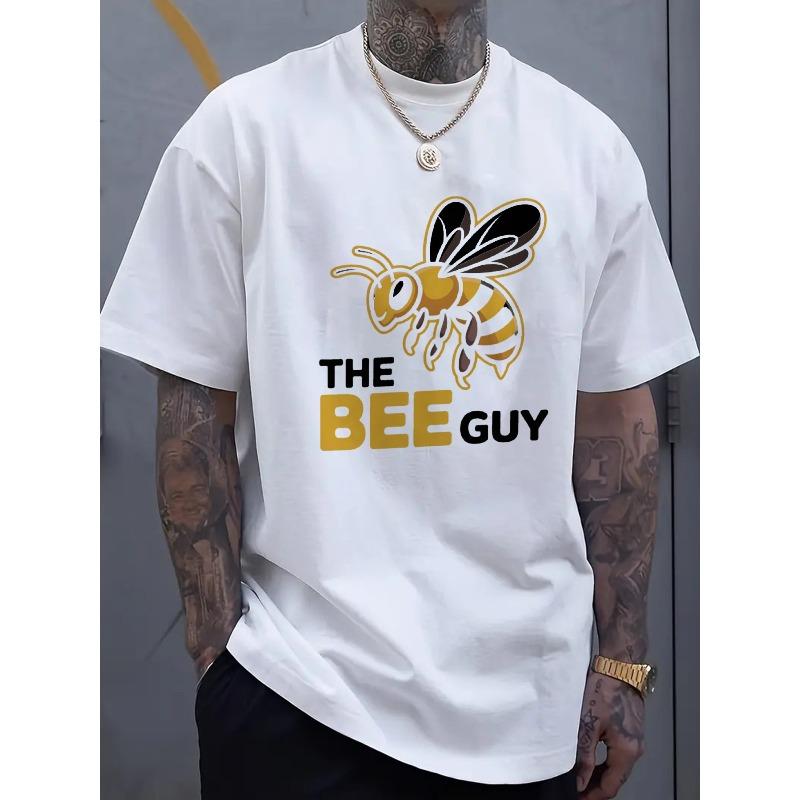 Europäische Größen Herren Freizeit-T-Shirt Schwarz Der Bienenmann Grafik-T-Shirt für Freizeitkleidung