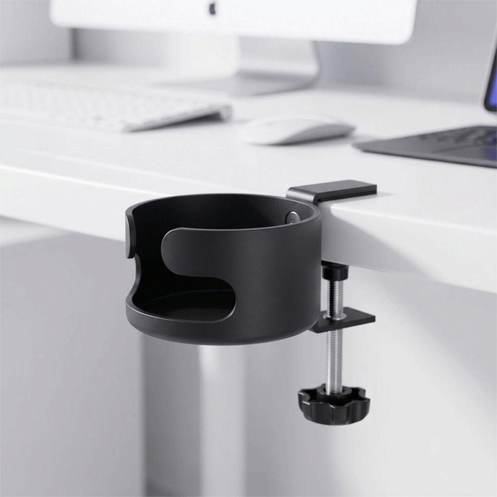Clip On Design Table Edge Drink Mount Adjustable Desk Cup Storage Rack Home Use