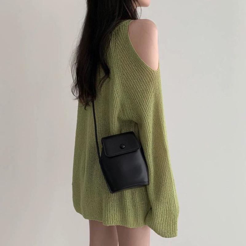 Primavera Estate 2025 Maglioni Lavorati a Maglia da Donna Maglione Sottile a Manica Lunga da Donna con Intrecci, Scollo a V, Spalle Scoperte, Vestibilità Larga, Top Verdi, Maglione Camicia Parasole