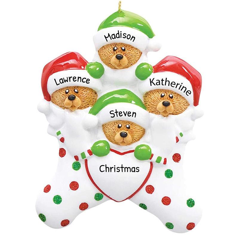 Lovely Bear Family Embracing Heart Christmas Ornament Trendy Decor Holiday