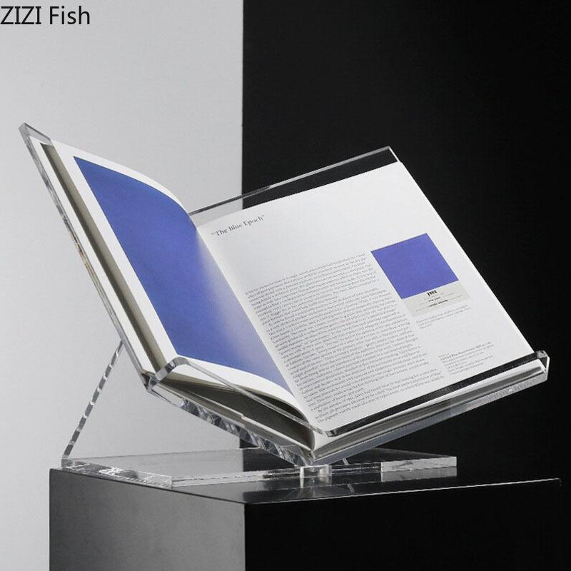 Minimalist Acrylic Transparent Bookshelf File Book Organizer Shelves Marble Base Magazine Holder Book Rack Modern Home Decor