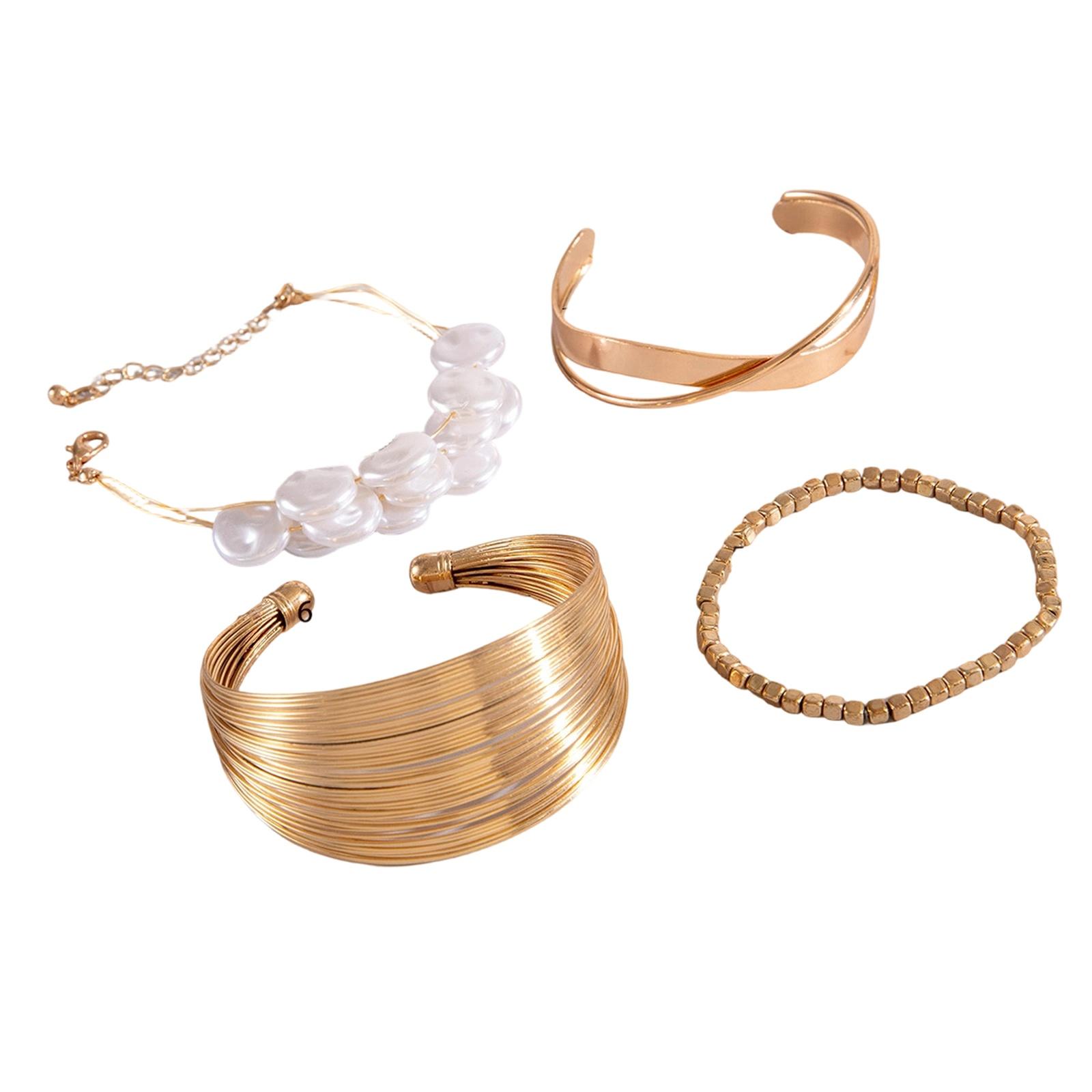 

Multi-Layer Geometric Open Cuff Bracelet Set for Women Fashion Jewelry one size