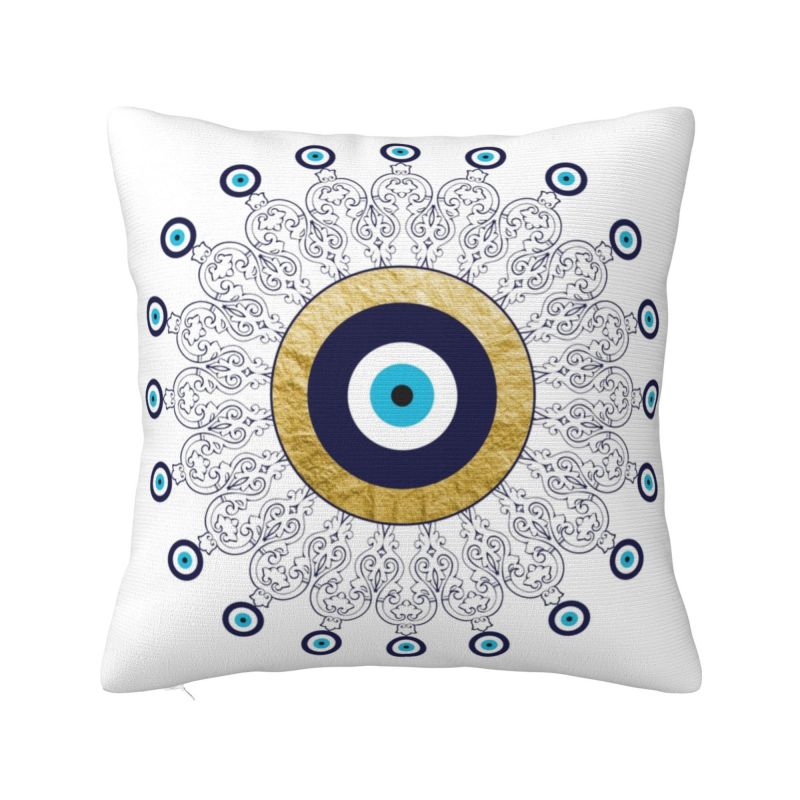 Custom Mediterranean Evil Eye Luxury Pillow Cover Home Decorative Turkish Amulet Culture Cushions for Sofa