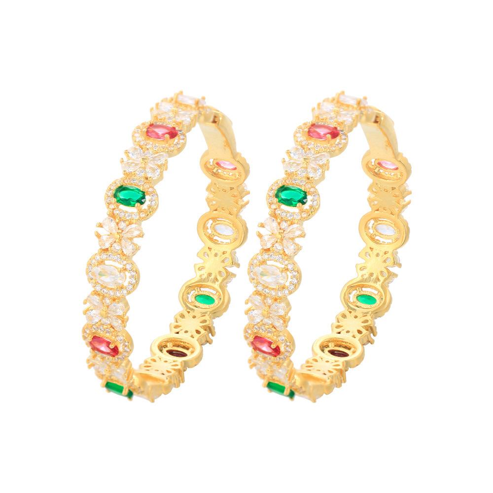 French Light Luxury Retro Color Full Diamond Earrings Cold Wind Rainbow Zircon Ear Buckles Hip Hop Earrings Earrings
