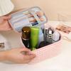 Plush Plaid Flip Makeup Bag for Women Large Capacity Cosmetic Bag Wash Bag Handeled Makeup Pouch Travel Cosmetic Organizer
