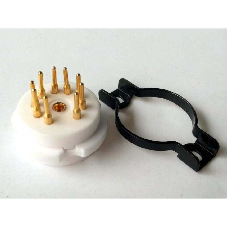 Panel Mount Tube Socket 9 Pin Ceramic Electronic Base for Auditory Gear Repair and DIY Amplifiers Build Project Work