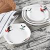 Rooster Double-Ear Abalone Ceramic Plate, 7-10 Inch Soup/Salad Dish for Hotels