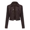 Women Leather Jacket Slim Fit Pu Zipper Outerwear Long Sleeve Lapel Collar for Fall Winter