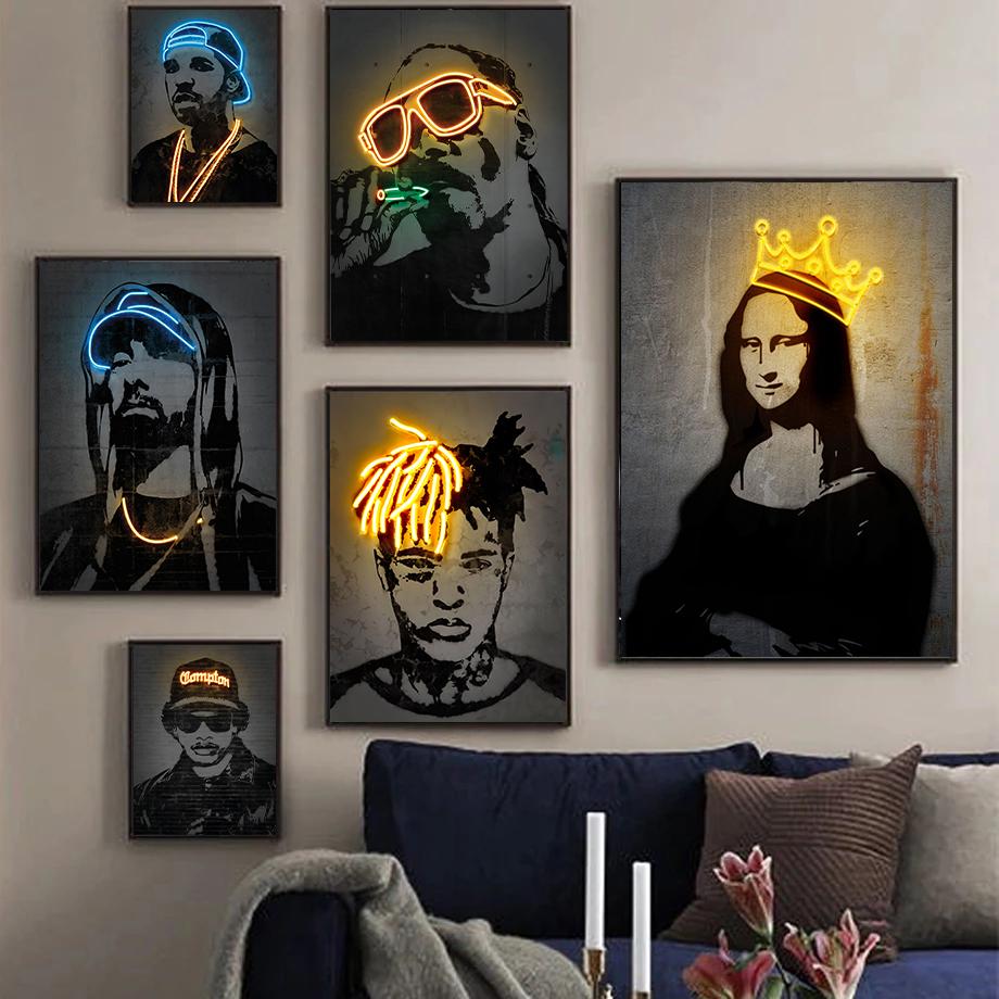 Buy Abstract Neon Effect Hip Pop Rapper Singer Star Posters Canvas ...