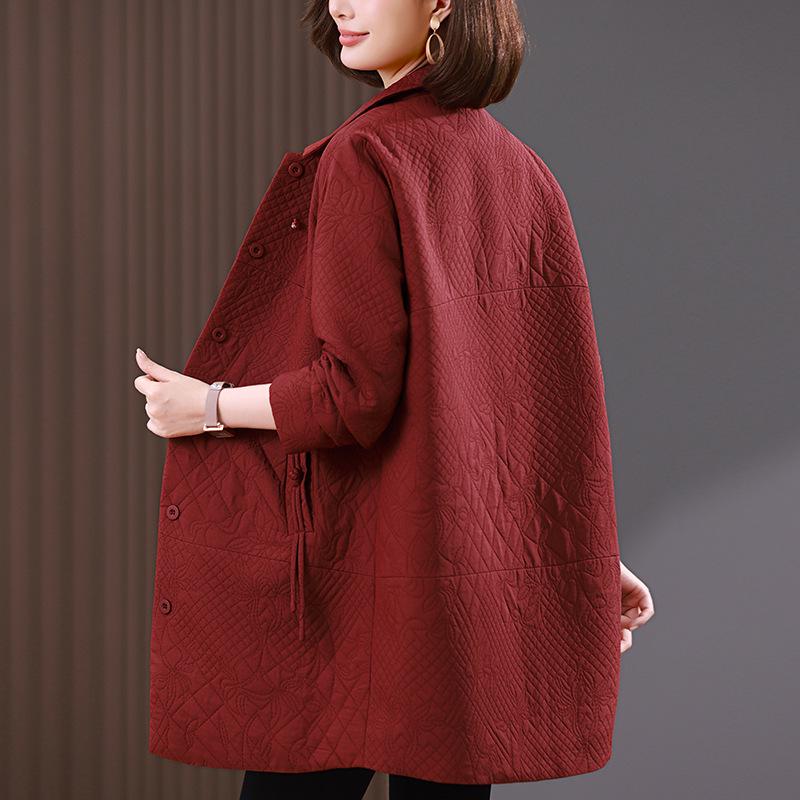 

Women s Mid-Length Quilted Double-Cotton Coat - Fashionable & Age-Reducing for Autumn/Winter 2024 L (115-128 jin)