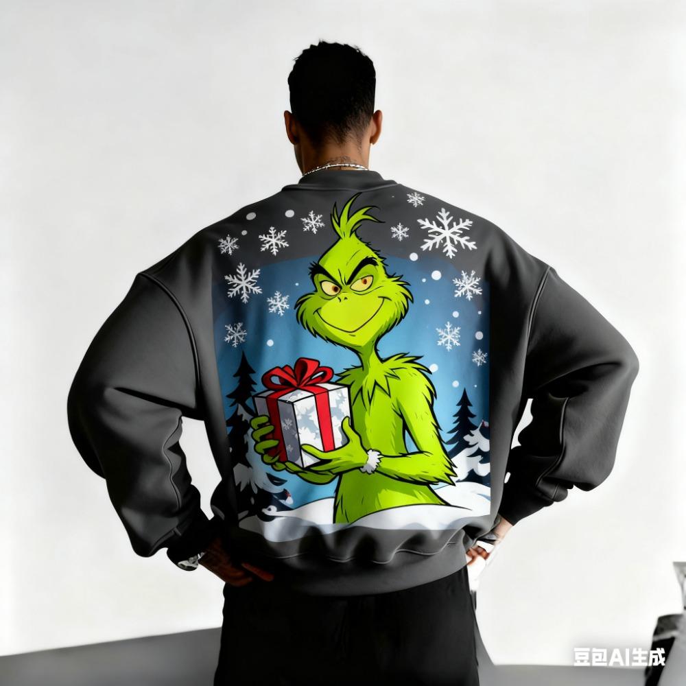 Fashion Men Women's T-shirt Christmas Green Monster Print O-Neck Pullover Top Casual Outdoor Sweatshirt Kids Tees Top Clothing