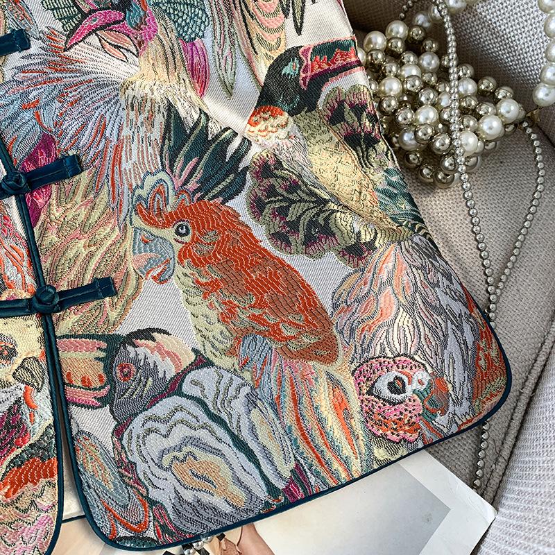 Nová etnická výšivka s výstřihem do V brokátový vestový kardigan