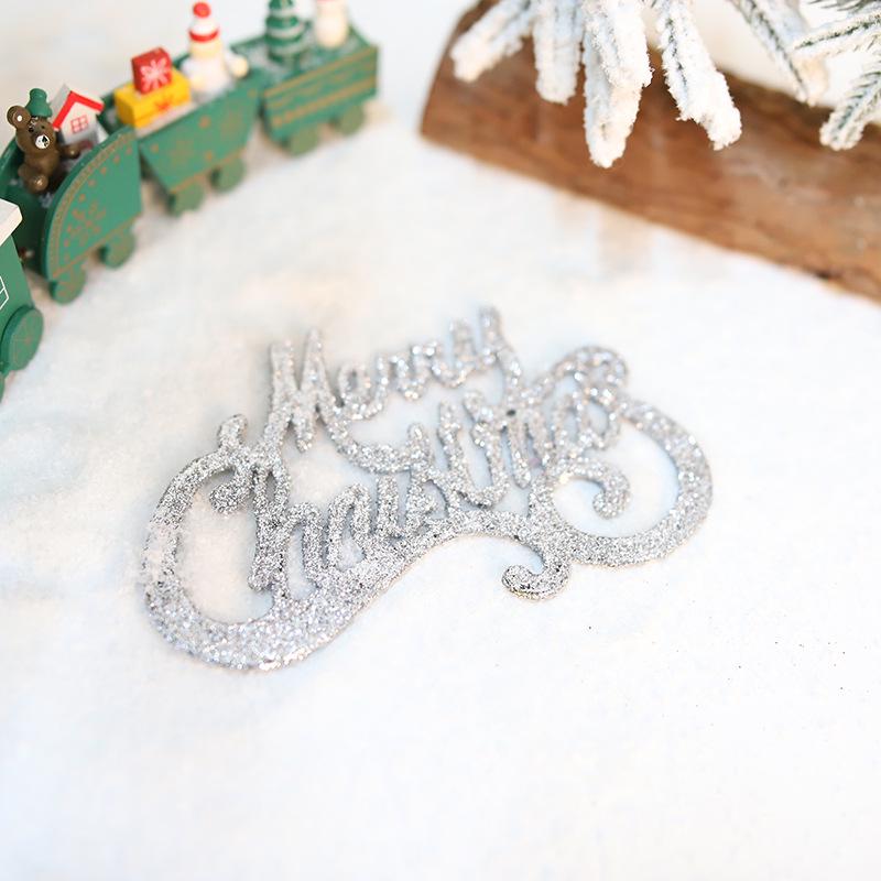 Gold Glitter Merry Christmas Letter Pendant Ornament for Tree Decoration