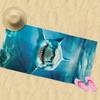 2D Flat Printed Microfiber Beach Towel 1 Piece Set Sandproof Waterproof Great White Shark Ocean Summer Pool Bath Towel Cool