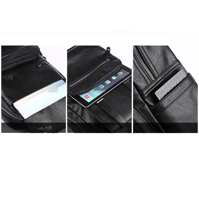 Męski Plecak Plecak ze Skóry PU Duże Plecaki na Laptopa Męski Czarny Tornister dla Nastolatków Chłopców