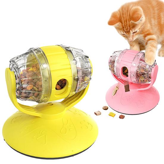 Katzen-Slow-Feeder Interaktiver Leckerli-Ausgabe-Puzzle-Feeder Drehbarer Roller Bereicherungsspielzeug für Wohnungskatzen