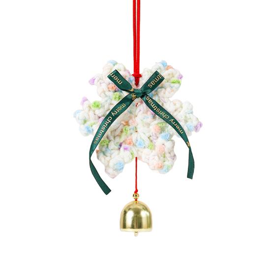 

Christmas Crochet Pendant Snowflake Hanging Decoration Xmas Tree Ornament with Jingle Bell for Festive Home Living Room Decor E
