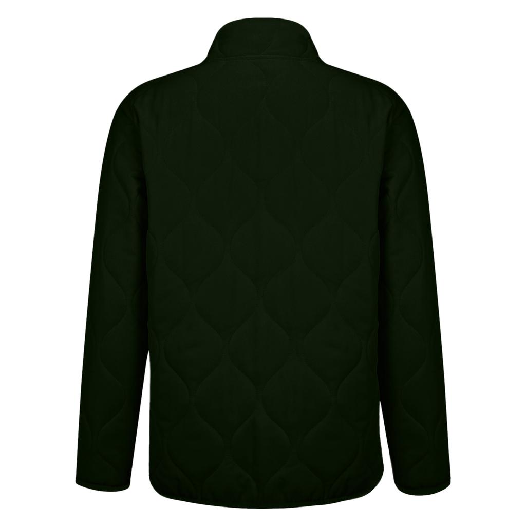 Women's Solid Color Stand-Up Collar Pleated Cotton Long Sleeve Button-Up Jacket