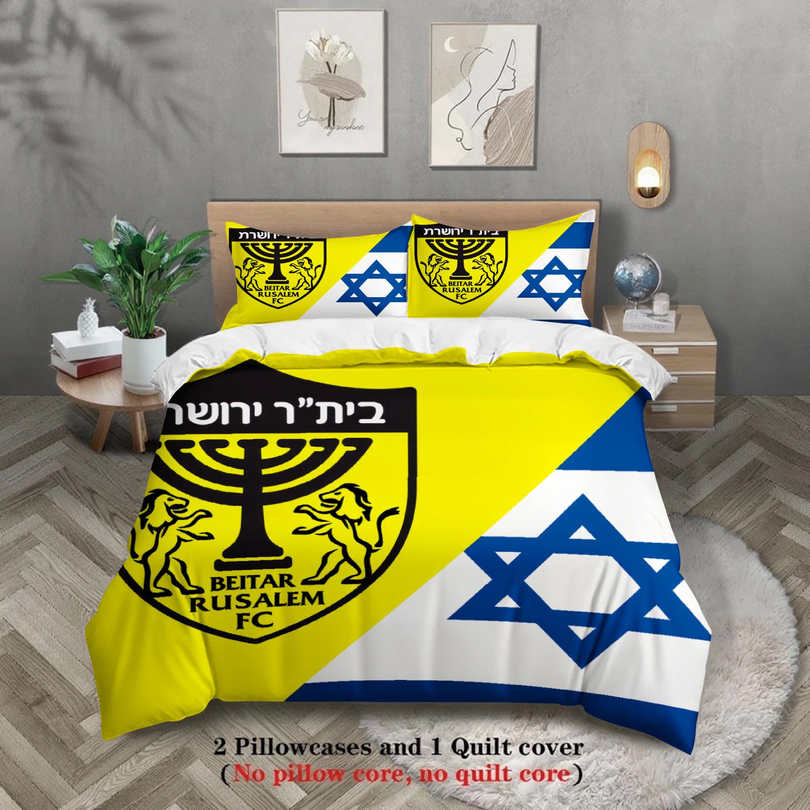 

3pcs FC Beitar Jerusalem Bedding set Israel Football Bed Set Single Twin Queen King Size Full Set Bed Linen Bedding for Children EU Twin(135x200cm)