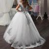 Kids' Formal Evening Dress with Train for Piano Performance or Catwalk