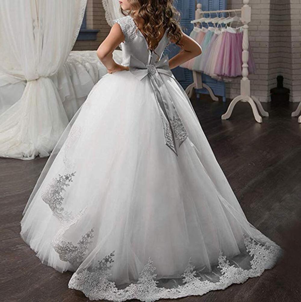Kids' Formal Evening Dress with Train for Piano Performance or Catwalk