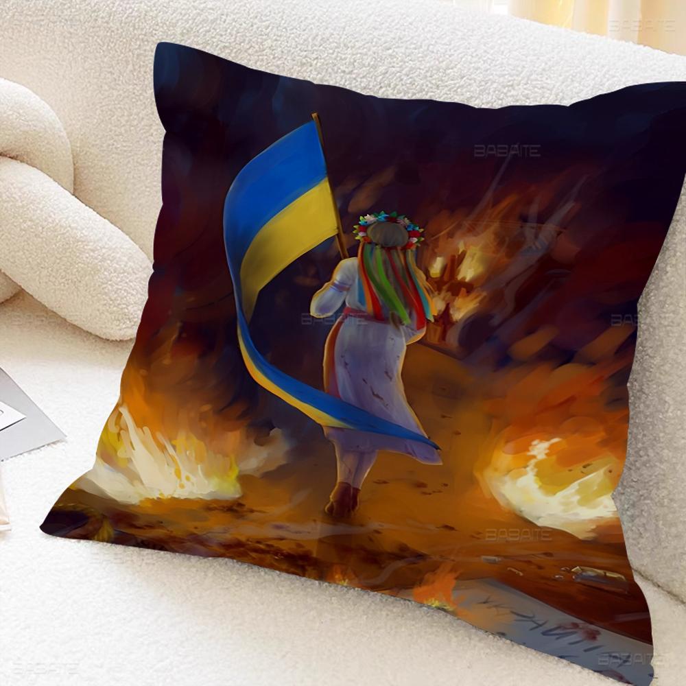 U-Ukraine-Flag Girl Pattern Pillow Gifts Home Office Furnishings Bedroom Sofa Car Cushion Cover Case 45x45cm