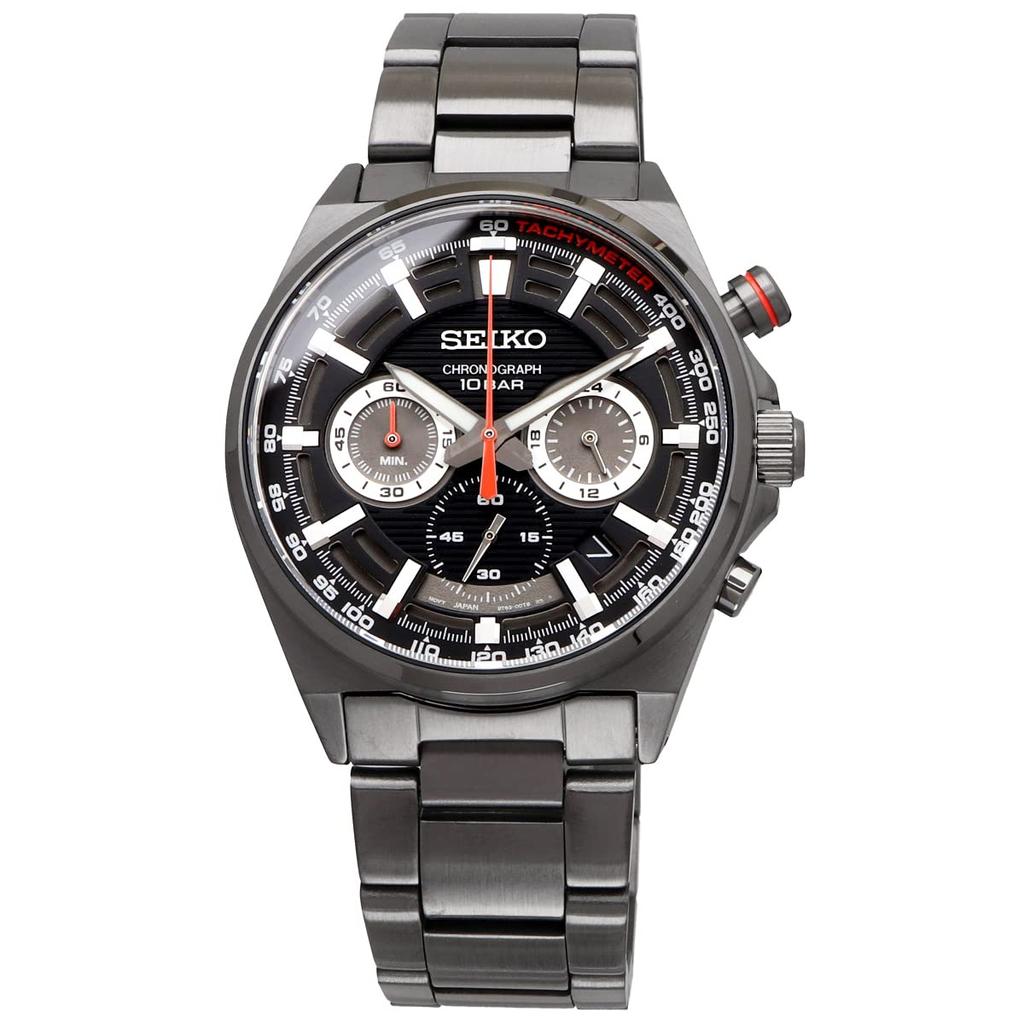 Seiko Chronograph Quartz Watch SSB399P1 Men's Black Dial Gray Metallic