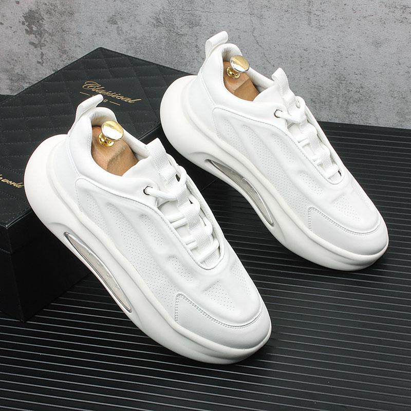 Fashion Sneakers Men Designer Air Cushion Sport Shoes Fashion Casual Leather Mesh Breathable Height Increased Flat Platform Shoes