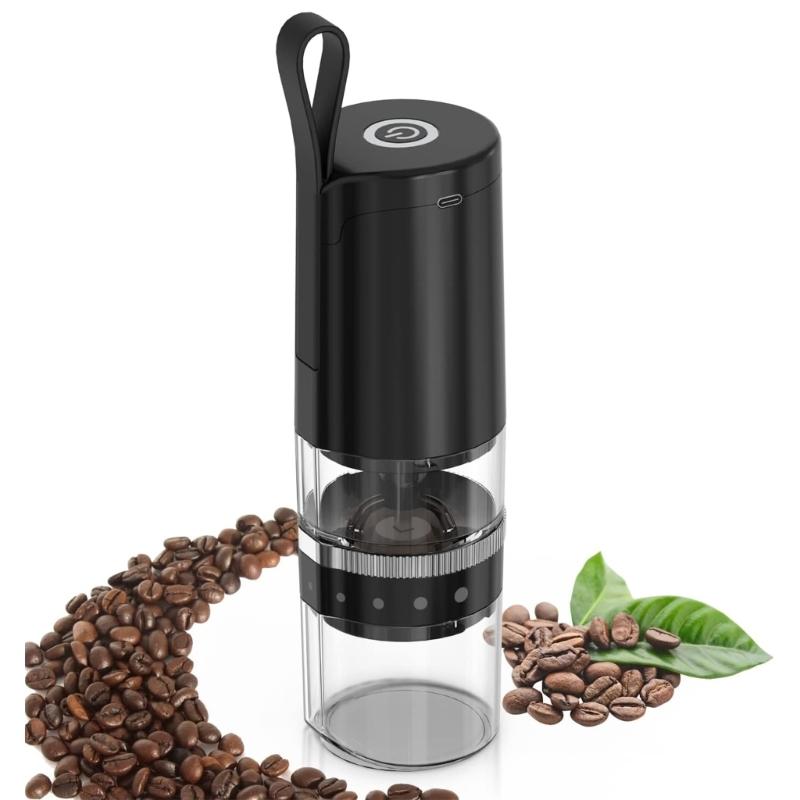 Electric Coffee Grinder Adjustable Burr Mill Plastic Coffee Mill Portable Coffee Bean Grinder for Outdoor and Indoor