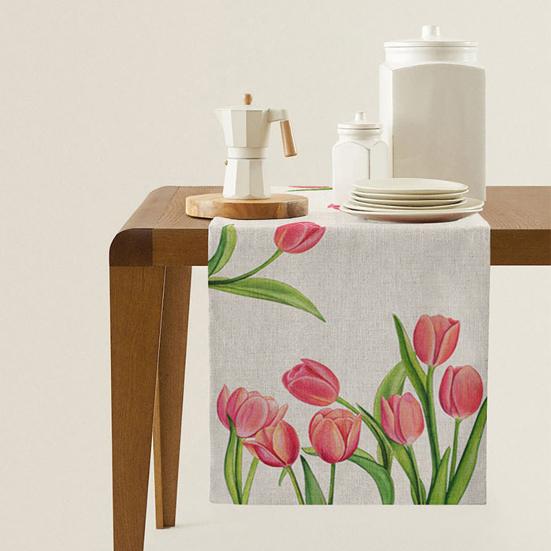 

Чехол на стол, шикарная многофункциональная долговечная скатерть, мягкая текстура, тюльпан, скатерть для стола, льняная салфетка для кухни 33x178CM