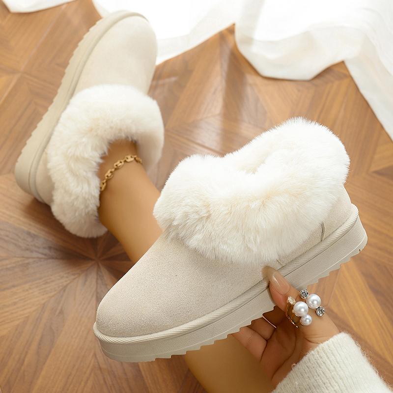 Fashion Comfort Thick Sole Non Slip Ankle Boots Women Faux Fur Thicken Plush Cotton Padded Shoes Plus Size Warm Platform Snow Boots