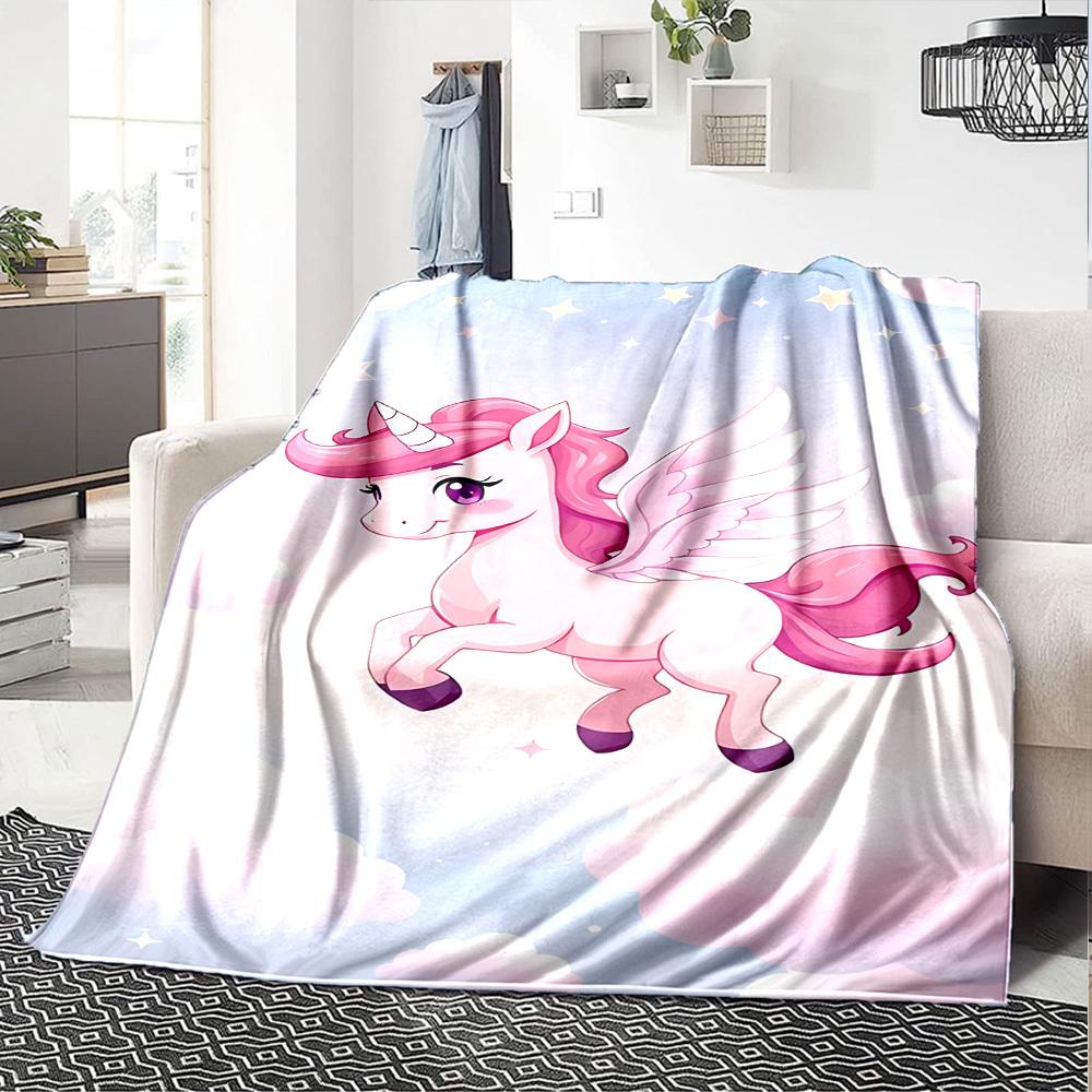1pc Unicorn Fantasy blanket Lightweight Flannel Throw for Sofa Bed Travel Camping Livingroom Office Couch Chair