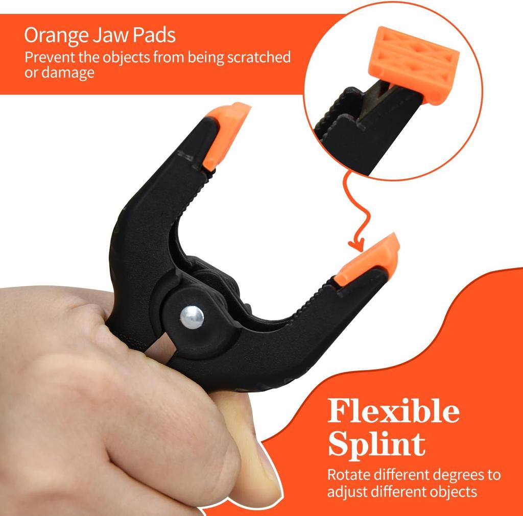 Nylon Spring Clamp Set Plastics Clips for Backdrop, Wood Working, Photography, Craft, Art DIY