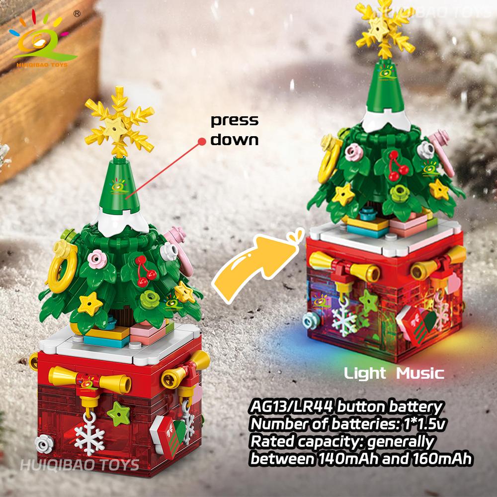 Xmas Apple Tree Santa Claus featuring LED Muisc Model Construction Brick DIY Snowman Bricks Playthings designed for Children Adult Present