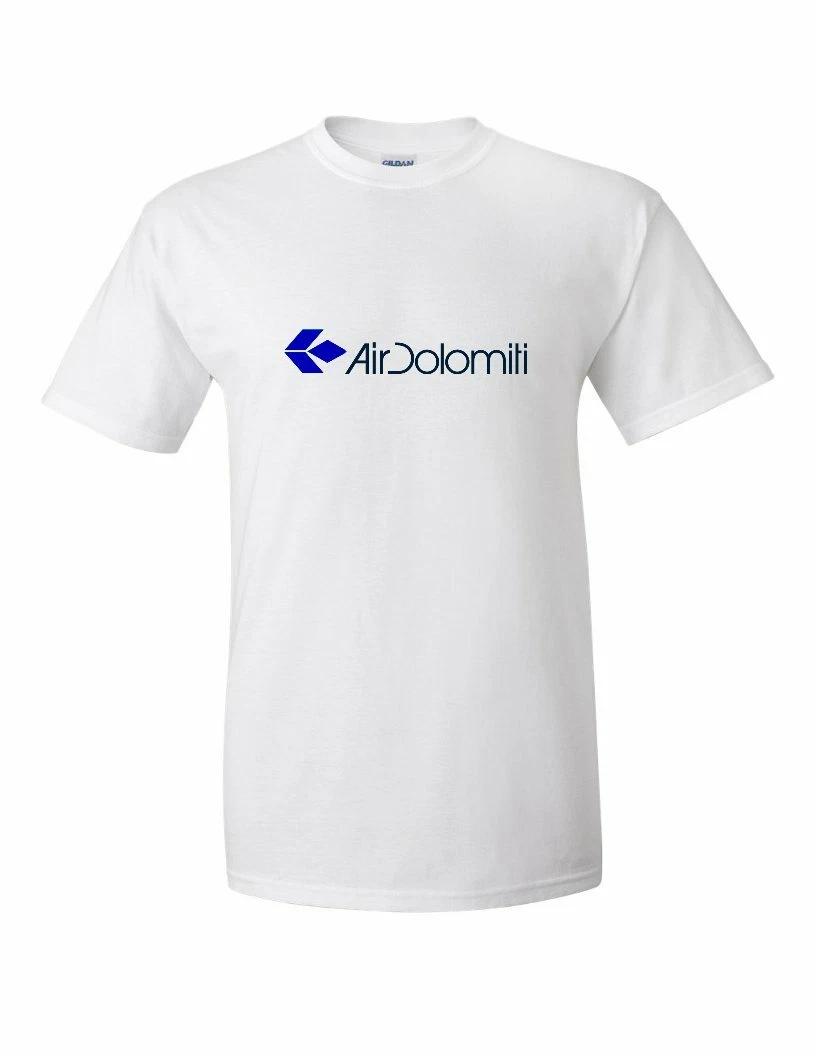 Air Dolomiti Retro Logo Italian Airline Tee Black Blue White Cotton T-Shirt 2XL
