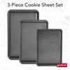 PRO Nonstick 3pc Baking Sheet Set Heavy Duty Carbon Steel Scratch Resistant Cookie Pans Easy Clean Non Toxic Oven Safe Baking